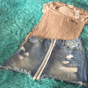 FOREVER 21 JEAN SKIRT & SHIRT